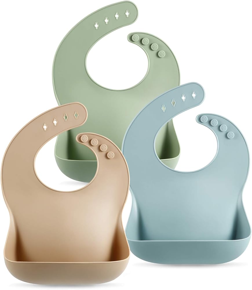 PandaEar Silicone Baby Bibs, Set of 3